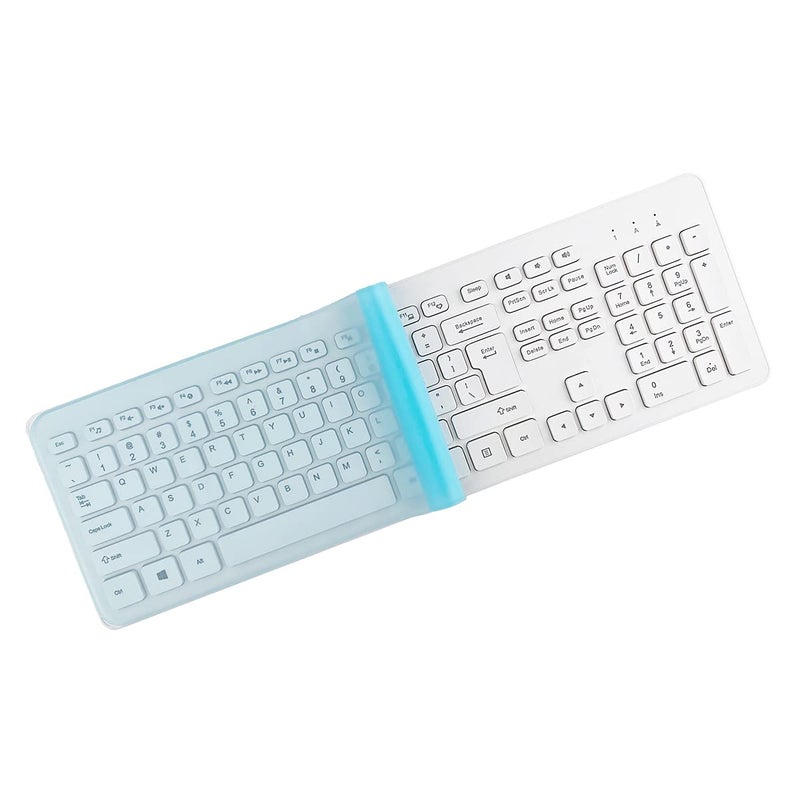 MUBUY-GOL Universal Keyboard Cover Skin for Standard Size PC Computer Desktop Keyboards (17.52" x 5.51"), Clear Waterproof Anti-Dust Silicone-Blue - Image 1